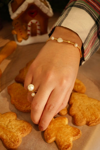 Double White Pearls - Ring