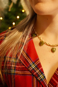 Bubbly Green Hearts - Necklace