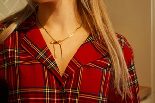 Long Silver Snakeskin Bow - Necklace