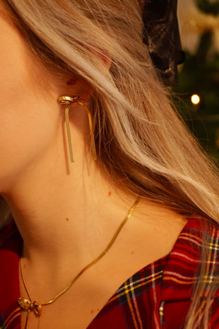 Long Snakeskin Bows - Earrings