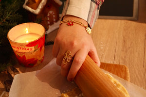 Red Flower Chain Charms - Bracelet