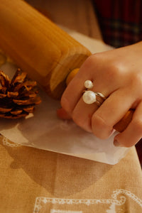 Double Silver Snow Pearls - Ring