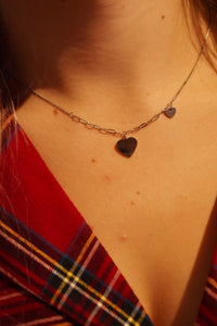 Two Silver Hearts - Necklace