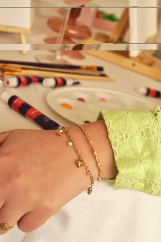 Pearly Heart Charms - Bracelet