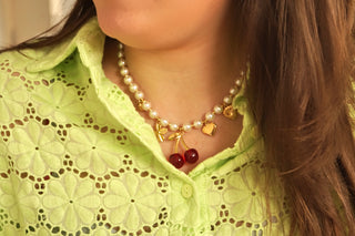 Cherry Pearl Charms - Necklace