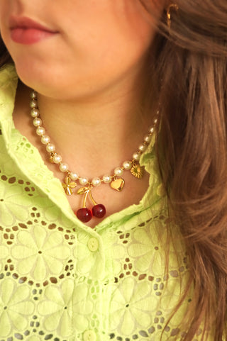 Cherry Pearl Charms - Necklace