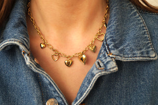 Chunky Heart Charms - Necklace