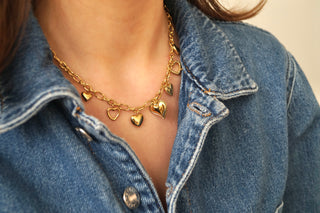 Chunky Heart Charms - Necklace