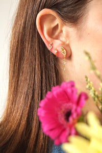 White Single Diamond - Earrings
