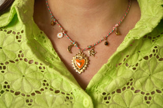 Rainbow Galaxy Heart Cord - Necklace