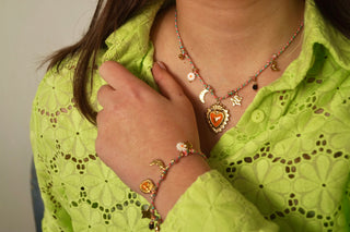 Rainbow Galaxy Heart Cord - Necklace