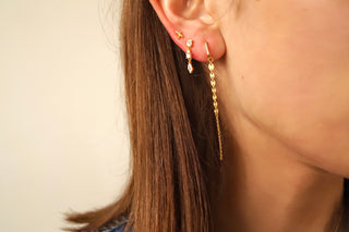 Silver Rectangular Long Diamonds - Earrings