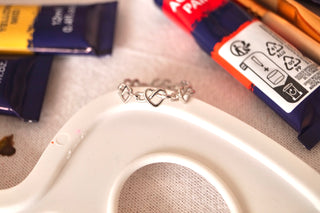 Woven Silver Hearts - Ring