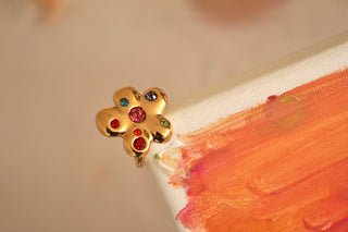 Rainbow Diamond Flower - Ring