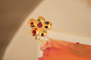 Rainbow Diamond Flower - Ring