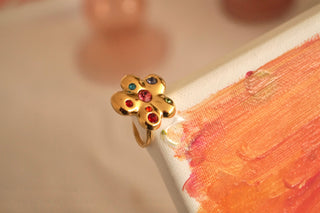 Rainbow Diamond Flower - Ring