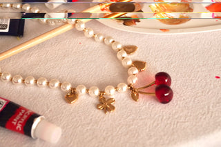 Cherry Pearl Charms - Necklace