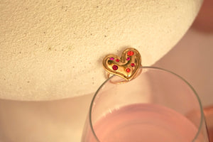 Pink & Orange Diamond Heart - Ring