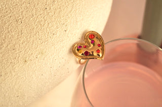 Pink & Orange Diamond Heart - Ring