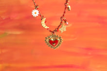 Load image into Gallery viewer, Red Galaxy Heart Cord - Necklace
