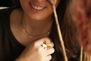 Black Celia Coins - Necklace