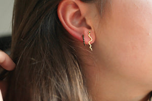 Long Black Snake Eye - Earrings