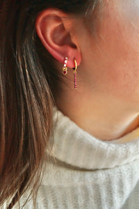 Pink Rectangular Diamond - Earrings