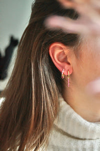 Pink Rectangular Diamond - Earrings