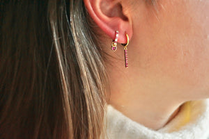 Pink Rectangular Diamond - Earrings