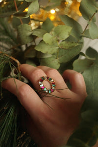 Green & Red Holly Diamonds - Ring