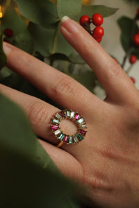 Green & Red Holly Diamonds - Ring