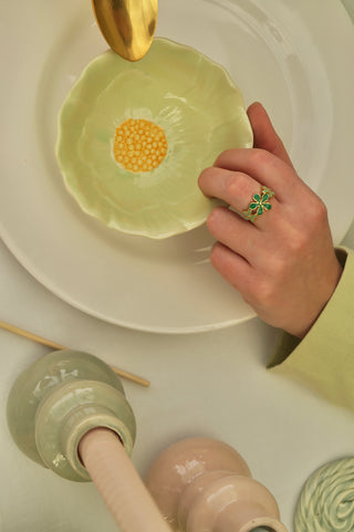 Green Blooming Flowers - Ring