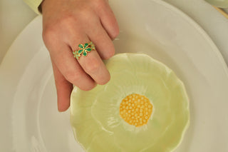 Green Blooming Flowers - Ring