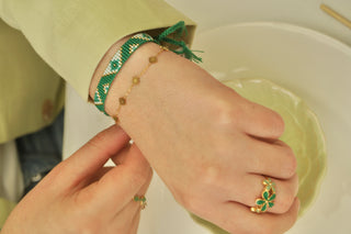 Green Blooming Flowers - Ring