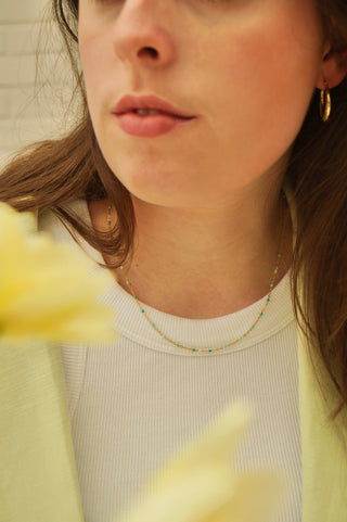 Multi Green & Blue Dots - Necklace