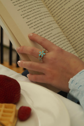 Blue Blooming Flowers - Ring