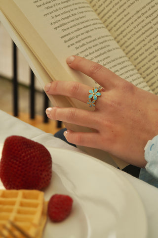 Blue Blooming Flowers - Ring