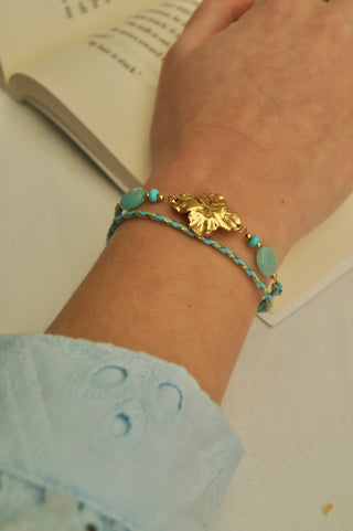 Blue Flower Cord (2 in 1) - Bracelet