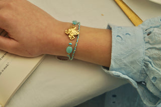 Blue Flower Cord (2 in 1) - Bracelet