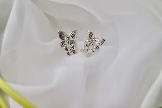 Silver Double Butterflies - Earrings