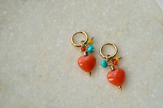 Orange Heart Splash - Earrings