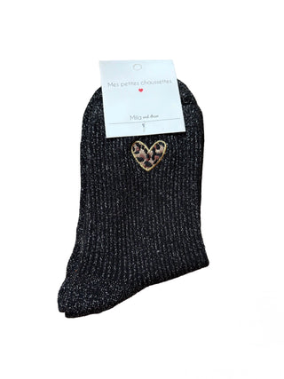 Black Leopard Heart - Socks