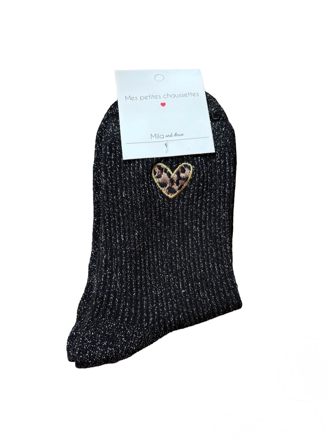 Black Leopard Heart - Socks
