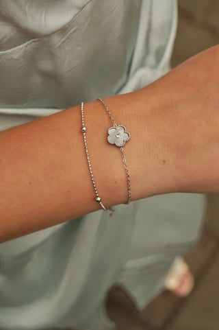 Silver Marble Flower (2 in 1) - Bracelet
