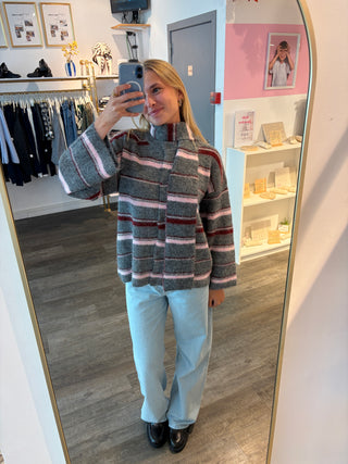 Grey & Bordeaux - Gilet + Scarf