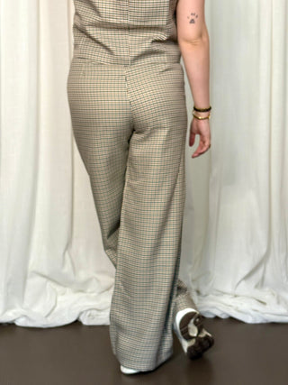 Brown Gingham Print - Pants
