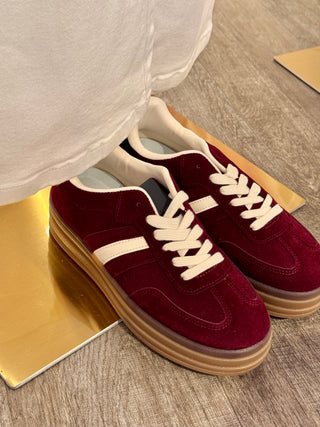 Burgundy Platform Sneakers - Shoes