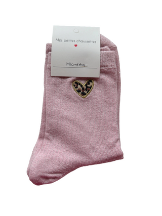Pink Leopard Heart - Socks