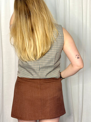 Rusty Brown Pleated - Skirt