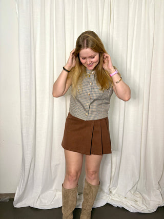 Rusty Brown Pleated - Skirt